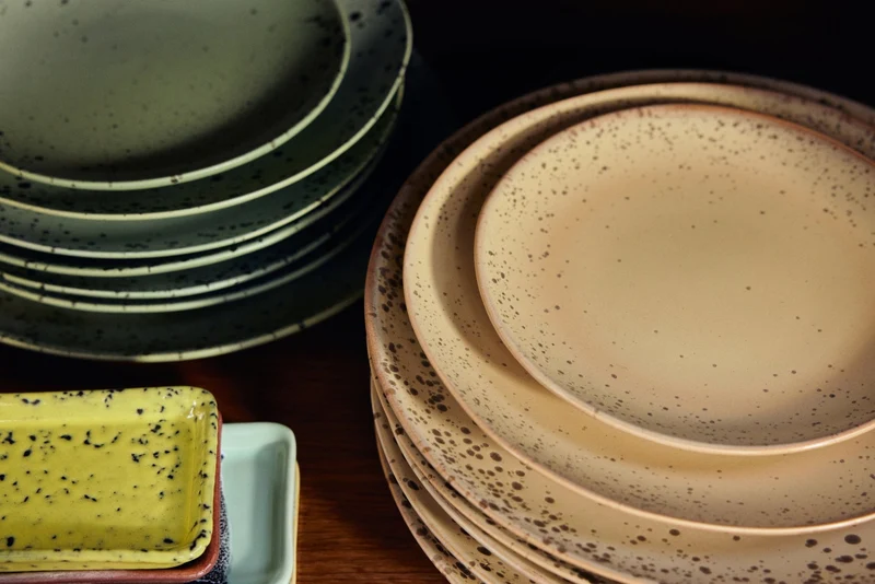 70's ceramics: Dessertteller, Grit (Set von 2)