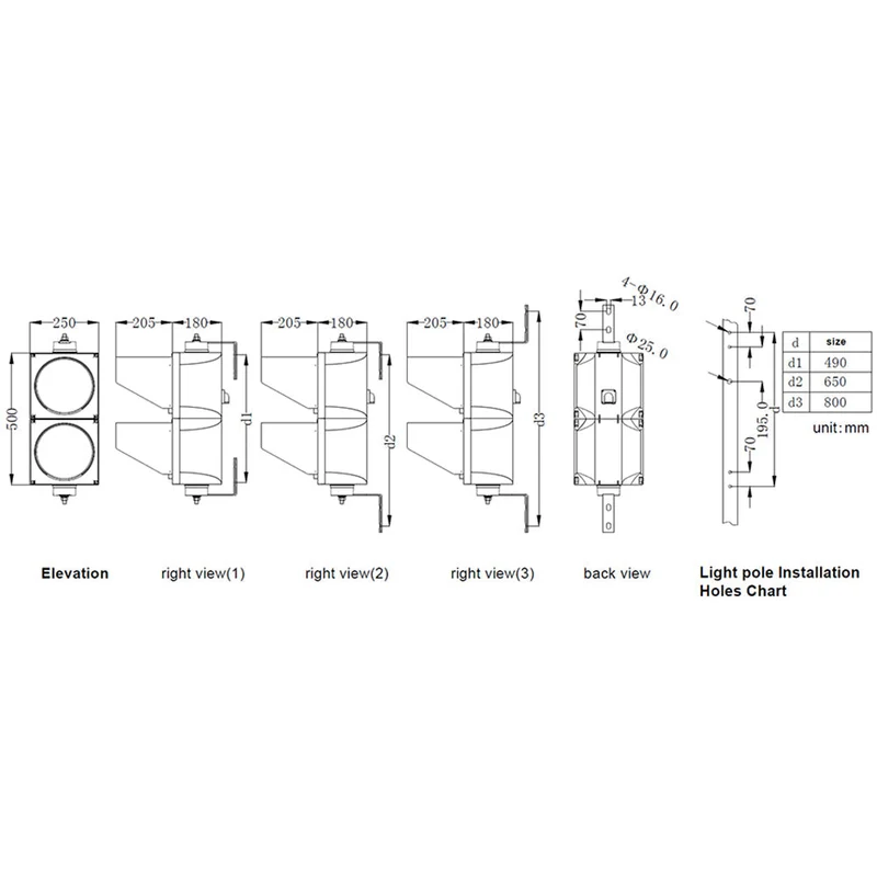 4 stycken LED Trafiksignal 200 Dubbel Standard