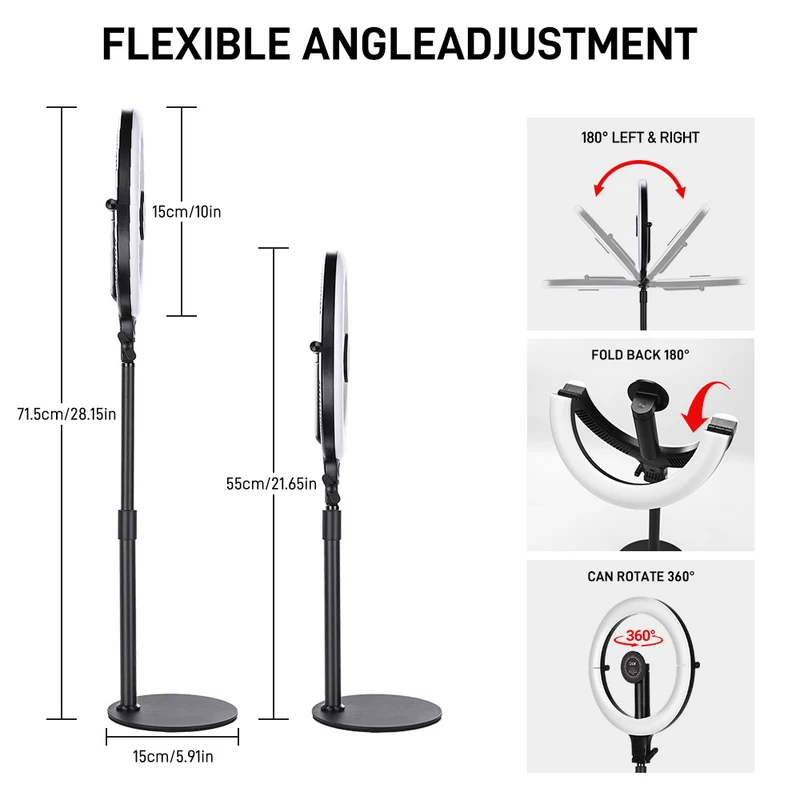GVM ZD-36C Foldable LED Ring Light with Magnetic Phone Mount, Rechargeable Desktop Light for TikTok, Streaming & Makeup