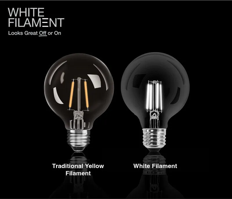 SYLVANIA G25 Clear Globe LED White Filament Bulb, 5W, Dimmable, 500 Lms, Medium Base, 5000K, Daylight - 2 PK