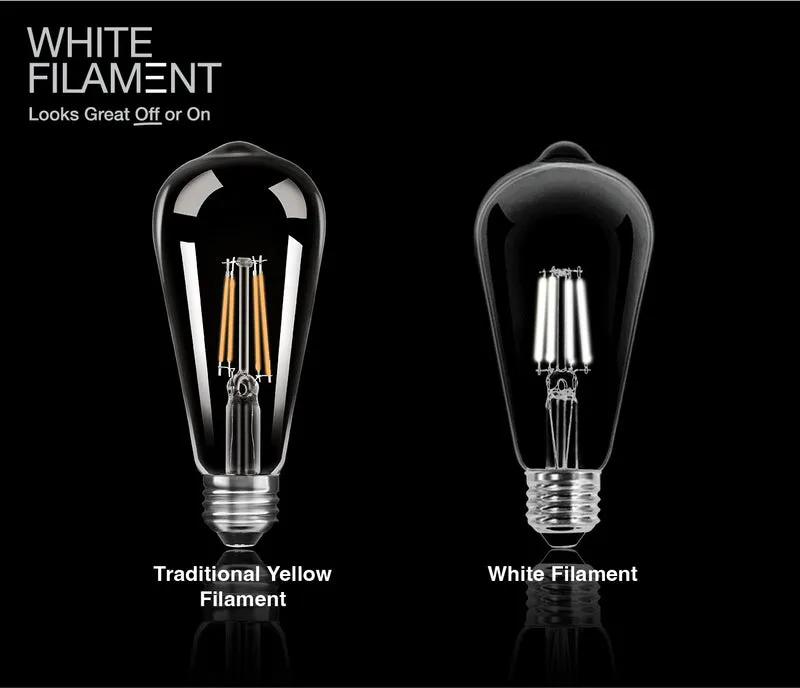 SYLVANIA ST19 Clear LED White Filament Bulb, 5W, Dimmable, 500 Lms, Medium Base, 5000K, Daylight - 2 PK