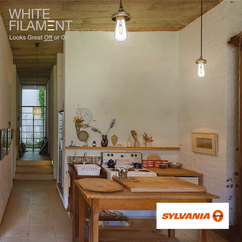 SYLVANIA ST19 Clear LED White Filament Bulb, 5W, Dimmable, 500 Lms, Medium Base, 2700K, Soft White - 2 PK