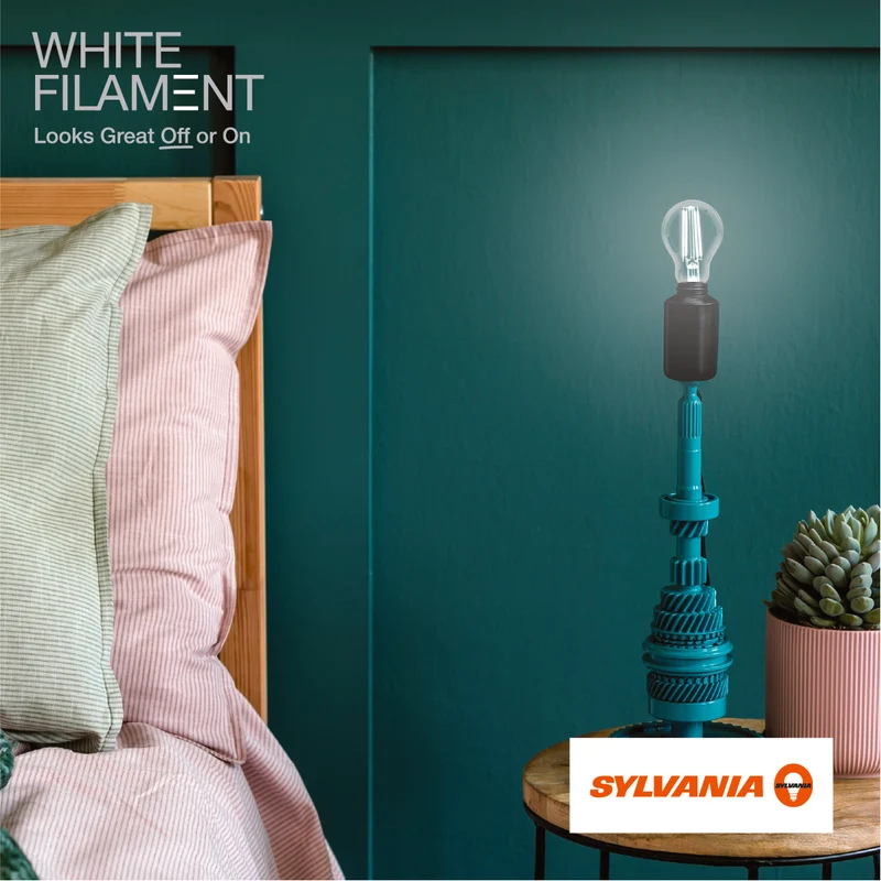 SYLVANIA A19 Clear LED White Filament Bulb, 11.5W, Dimmable, 1500 Lms, Medium Base, 2700K, Soft White - 2 PK