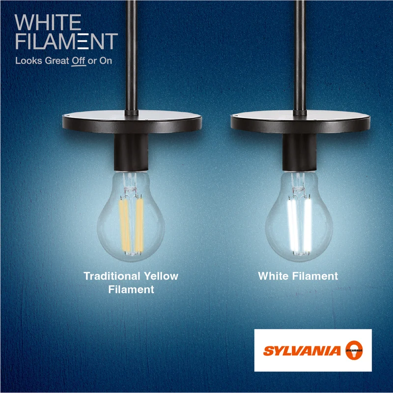 SYLVANIA A19 Clear LED White Filament Bulb, 6.5W, Dimmable, 800 Lms, Medium Base, 2700K, Soft White - 2 Pack (42170)