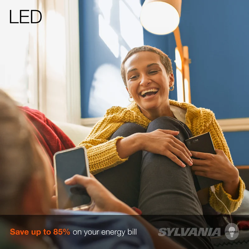 SYLVANIA A19 LED Light Bulb, 60W = 8.5W, Medium Base, Frosted Finish, 800 Lumens, Soft White - 2 PK
