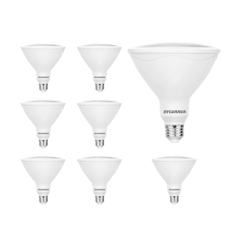 SYLVANIA 15W EverydayLED Light Bulb, PAR38 LED, Non Dimmable, 1100 Lumens, 3000K, White - 8 PK