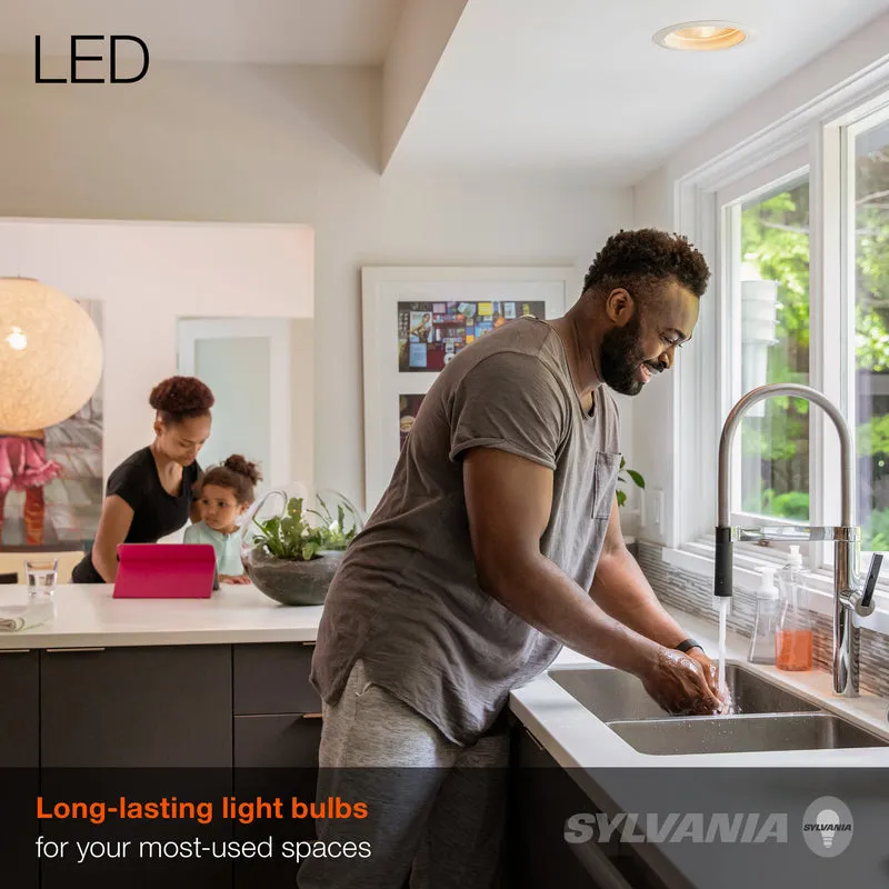 SYLVANIA LED Flood Light Bulb, 65W = 9W, 10 Year, Dimmable, Frosted Finish, White - 2 PK