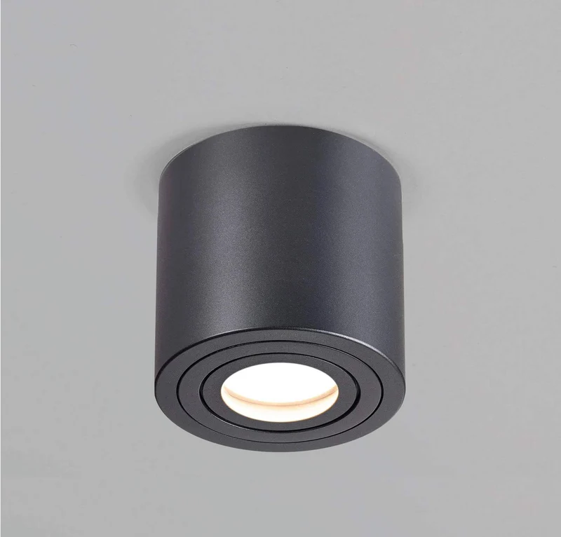 Aufbauspot IP44 Schwarz rund inkl. 5W LED GU10 Dimmbar - Lavabo