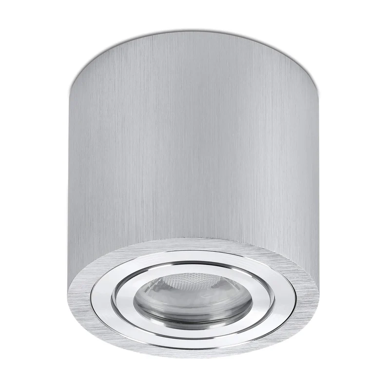 LED Aufbaustrahler IP44 Alu gebürstet Rund - 5W GU10 230V - Lavabo