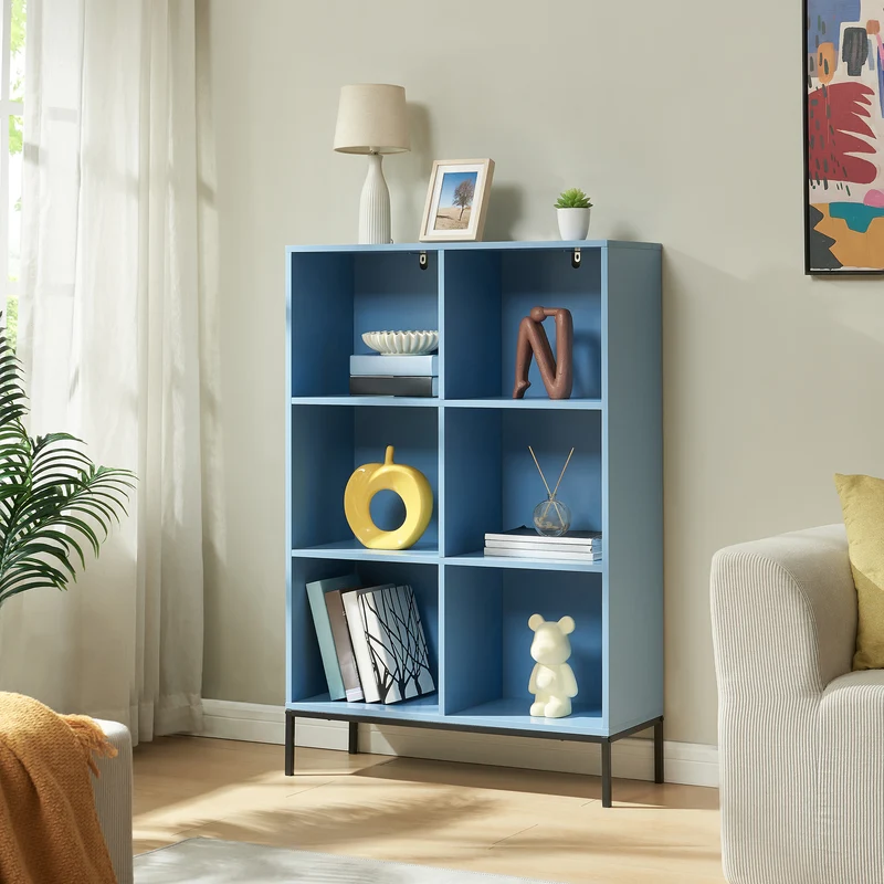 Bücherregal Colwyn 120x80x30 cm Blau [en.casa]