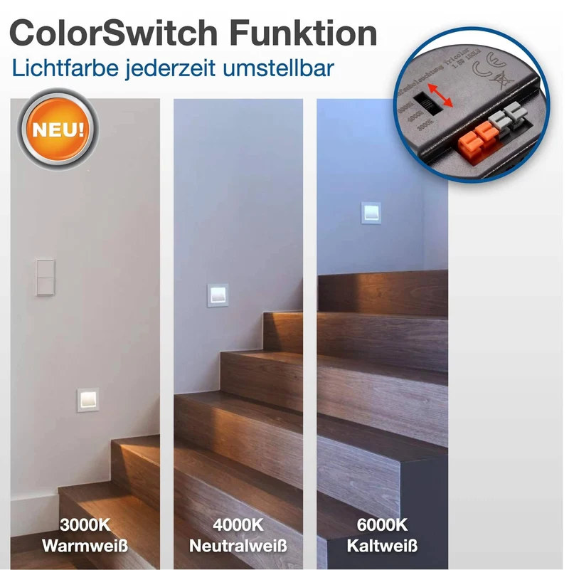 Treppenbeleuchtung - LED Wandeinbauleuchte Slide in Weiss - 230V 1,5W