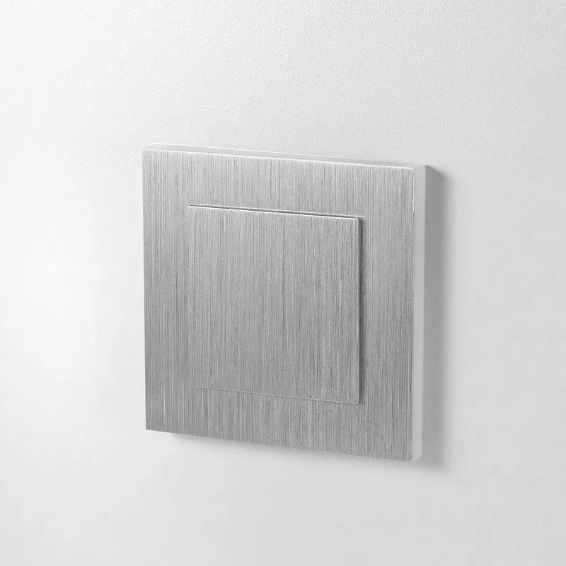 Treppenbeleuchtung - LED Wandeinbauleuchte 3D in Alu gebürstet eckig - 230V 1,5W