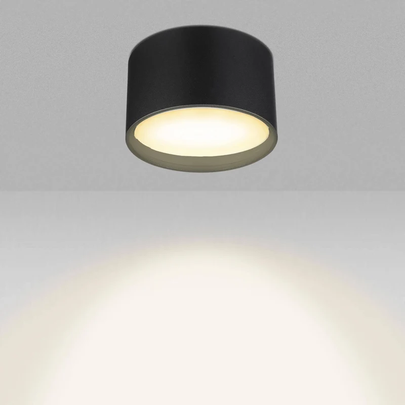 Flache Aufbauleuchte in Schwarz rund inkl. LED GX53 6W Dimmbar - Mira