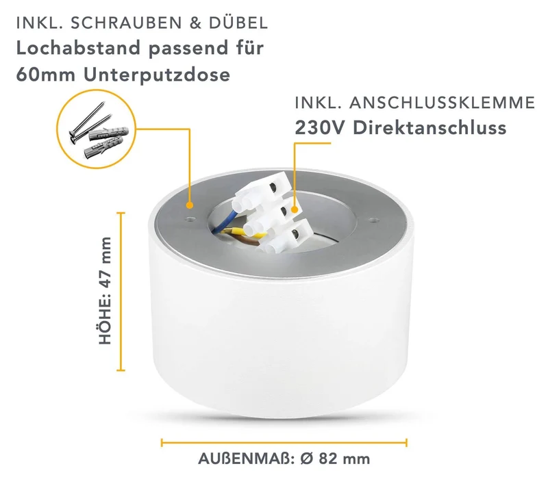 Flache Aufbauleuchte in Weiß rund inkl. LED GX53 6W Dimmbar - Mira