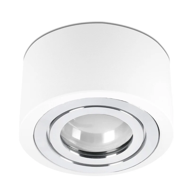 LED Aufbaustrahler IP44 Flach - Weiß mit Chromring 230V 5W Dimmbar 120° - Tablo