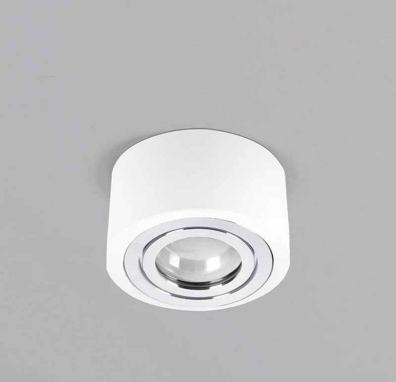 LED Aufbaustrahler IP44 Flach - Weiß mit Chromring 230V 5W Dimmbar 120° - Tablo