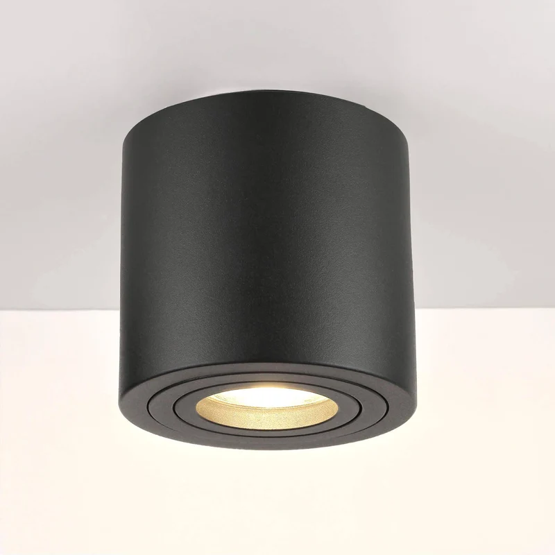 LED Aufbaustrahler 230V Schwarz Rund - 5W GU10 LED - Glabo