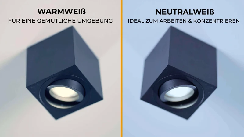 LED Aufbaustrahler 230V Schwarz Eckig - 5W GU10 LED - Glabo