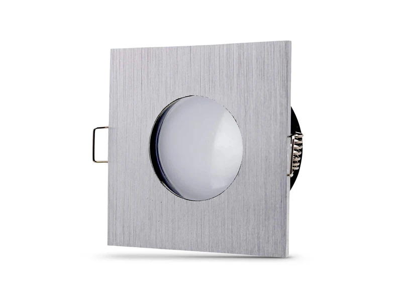 LED Einbaustrahler IP65 flach - Aluminium Gebürstet quadratisch 5W Dimmbar - Fora