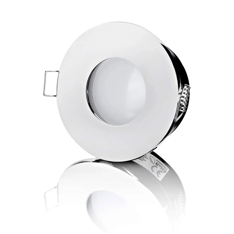 LED Einbaustrahler Flach IP65 - Chrom Rund 5W Dimmbar 120° - Fora