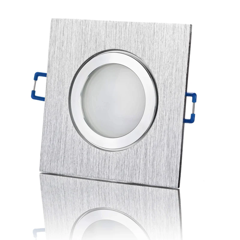 LED Einbaustrahler Flach IP44 - Alu gebürstet Eckig 5W Dimmbar 120° - Banja