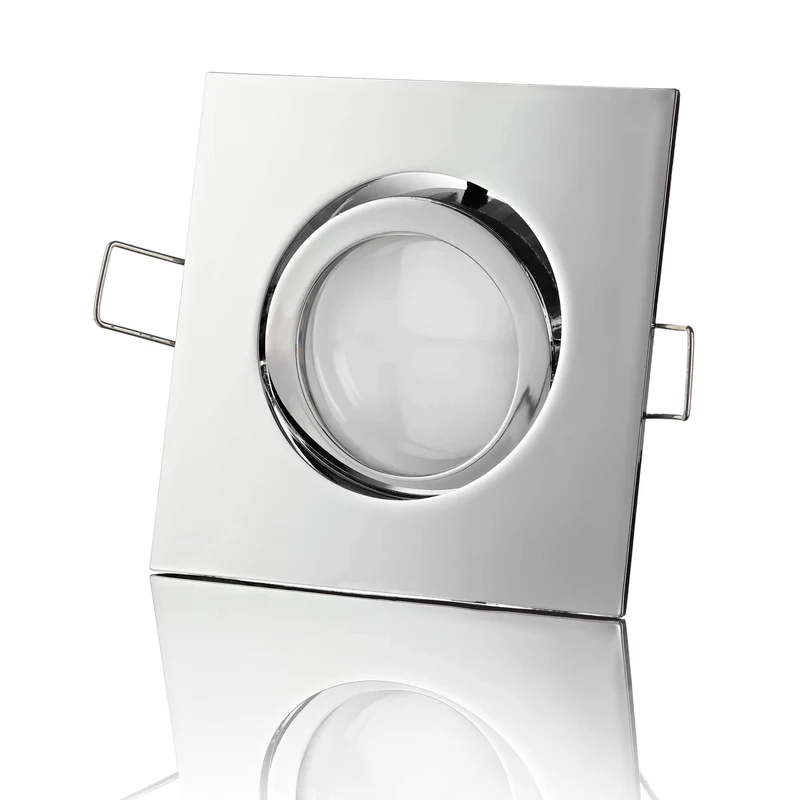 LED Einbaustrahler Flach - Chrom Eckig 5W Dimmbar 120° - Rapid