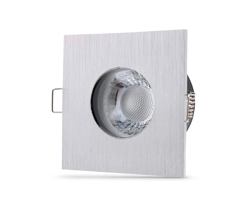 LED Einbaustrahler IP65 flach - Aluminium Gebürstet eckig 5W Dimmbar - Fora