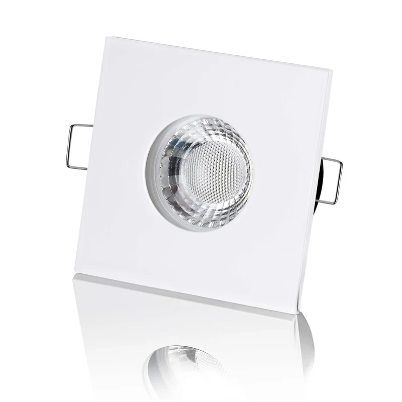 LED Einbaustrahler Flach IP65 - Weiß Eckig 5W Dimmbar - Fora