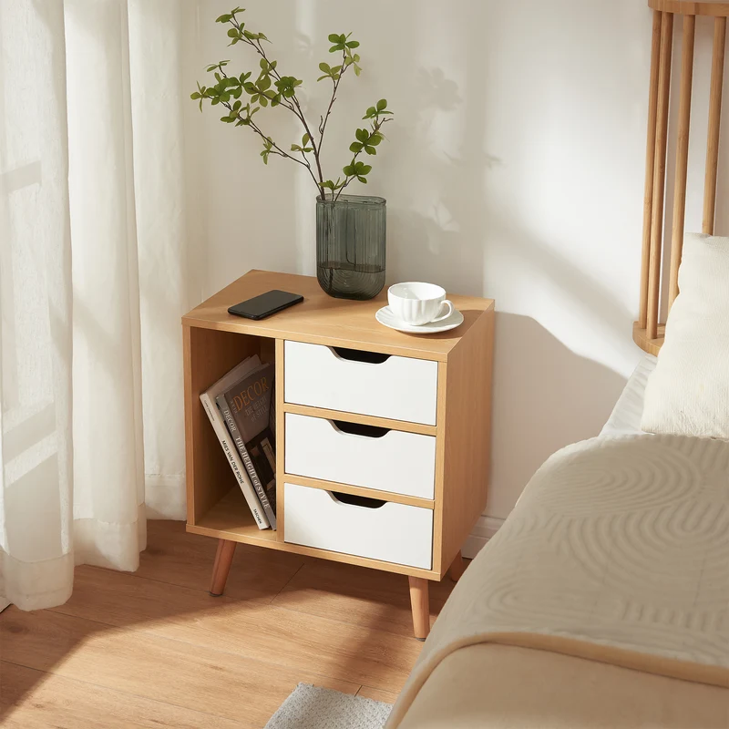 Nachttisch Bordkak 55x48x30 cm Eicheoptik/Weiß [en.casa]