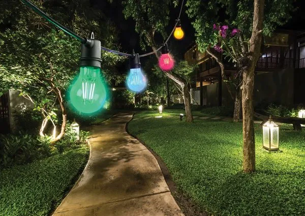 Outdoor Lichterkette | Chroma-Lampen | für 12 LEDs - Rot, Blau, Orange, Grün