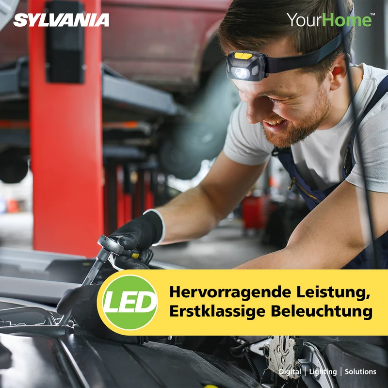 SYLVANIA Stirnlampe LED mit Akku Wiederaufladbar | 6 Lichtmodi inkl. Notfall Blitzlicht | Wassergeschützt IP54, Kopflampe für Joggen,Wandern, Angeln, Campen, 2 Stück