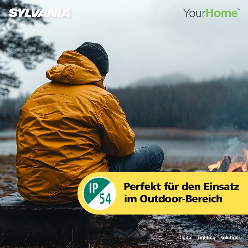 SYLVANIA LED Akku Baustrahler Faltbar | 3 Seiten Akkustrahler mit Powerbank | 2-Stufen Dimmbar 3000 Lumen | IP54 Outdoor Aufladbar für Camping, Baustelle, Garten
