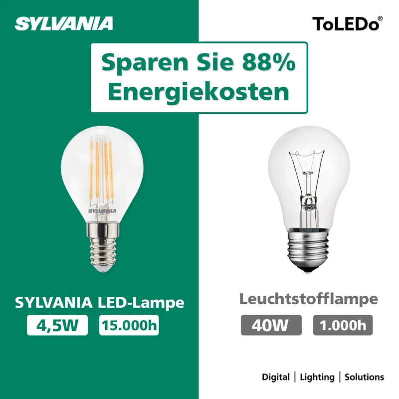 LED Lampe Kugel | E14 & E27 | Warmweiß | 40W Ersatz