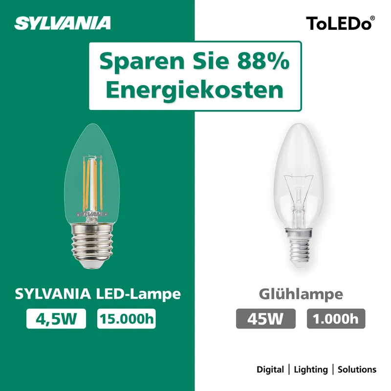 LED Kerze E27 | Warmweiß | Filament Design | 40W Ersatz