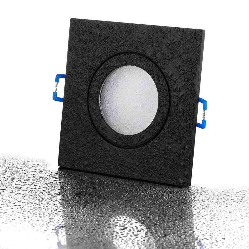 LED Einbaustrahler Flach IP44 - Schwarz Eckig 5W LED Dimmbar - Agua