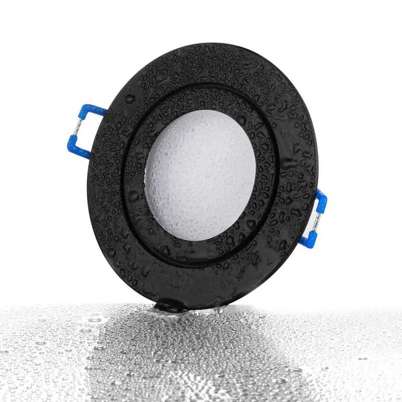 LED Einbaustrahler Flach IP44 - Schwarz Rund 5W LED Dimmbar - Agua