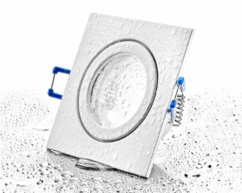 LED Einbaustrahler Flach IP44 - Weiß Eckig 5W LED Dimmbar - Agua