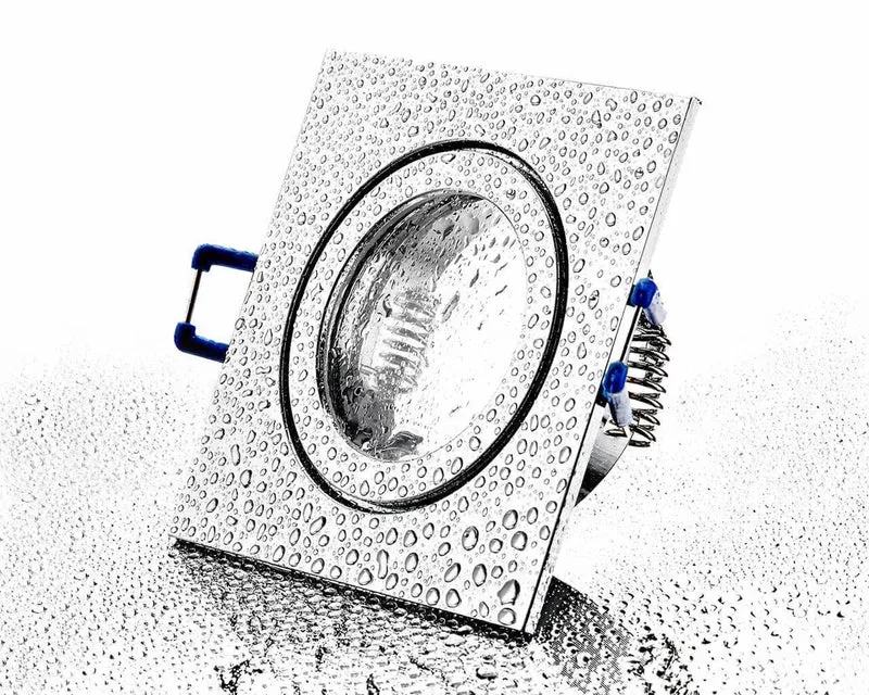 LED Einbaustrahler Flach IP44 - Chrom Eckig 5W LED Dimmbar - Agua