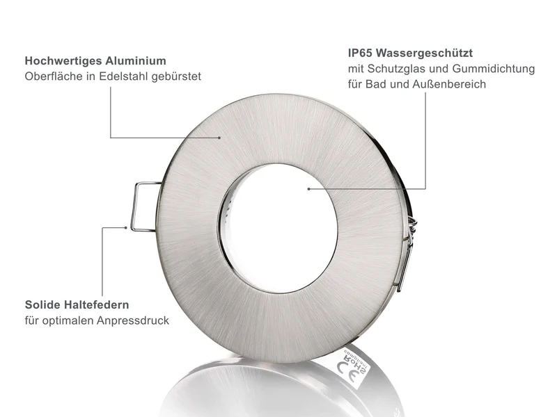 LED Einbaustrahler IP65 Dimmbar - Edelstahl gebürstet Rund 5W GU10 - Fora