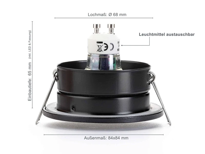LED Einbaustrahler IP65 Dimmbar - Aluminium gebürstet quadratisch 5W GU10 - Fora