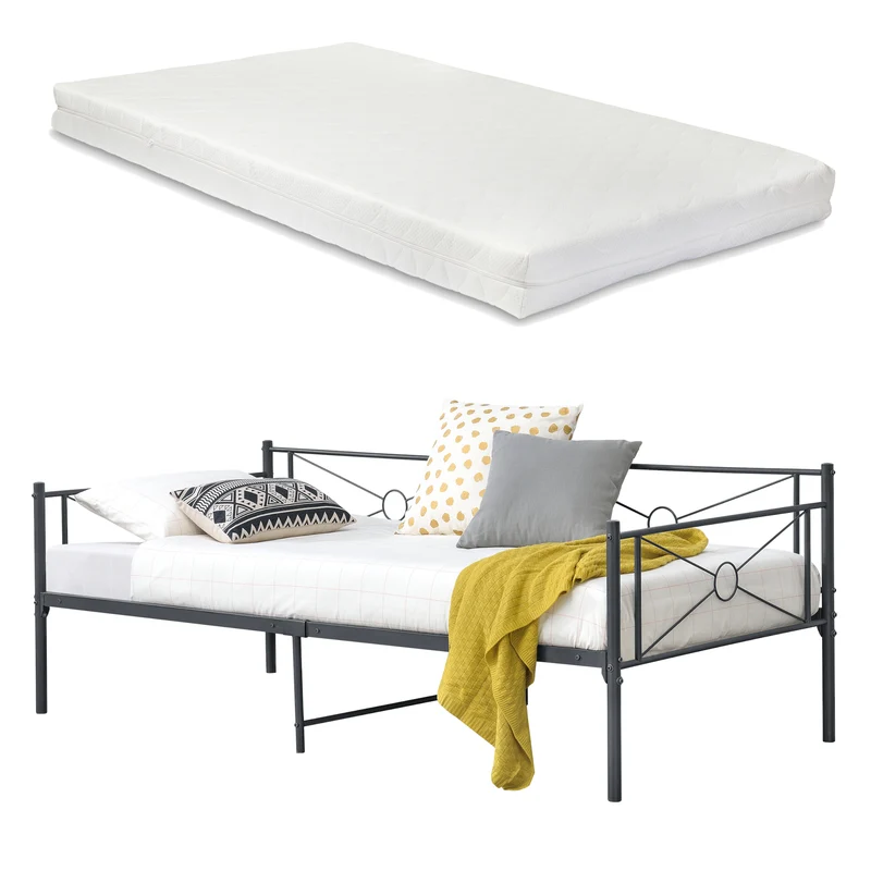 Metallbett Alvesta 90x200 cm mit Kaltschaummatratze versch. Farben en.casa