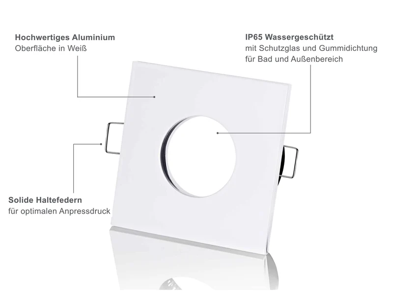 LED Einbaustrahler IP65 Dimmbar - Weiß Eckig 5W GU10 - Fora