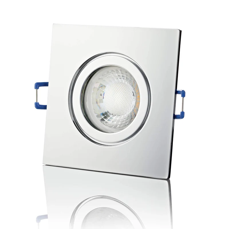 LED Einbaustrahler IP44 Dimmbar - Chrom Eckig 5W GU10 LED - Agua