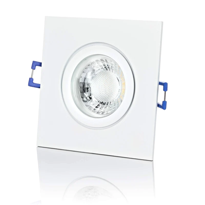 LED Einbaustrahler IP44 Dimmbar - Weiß Eckig 5W GU10 LED - Agua