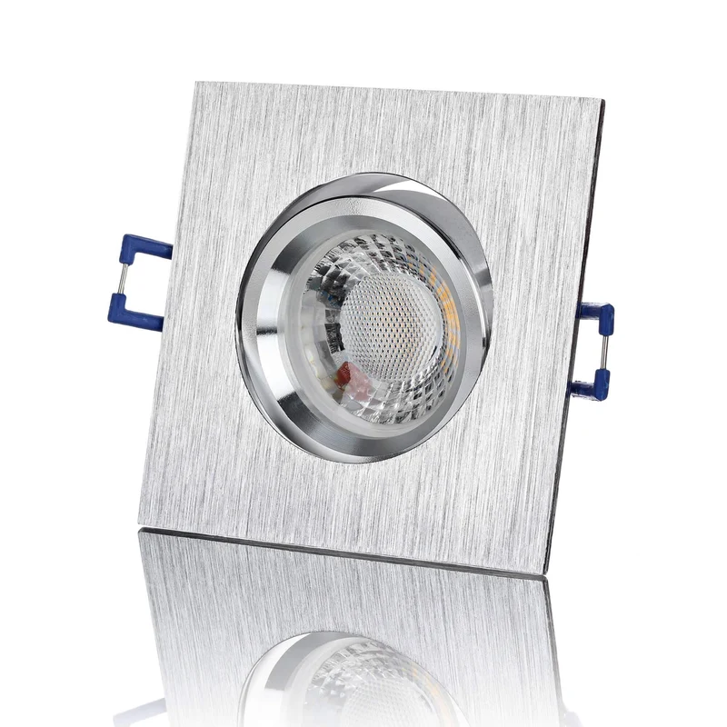 LED Einbaustrahler Dimmbar - Alu gebürstet Eckig 5W GU10 LED - Esigno