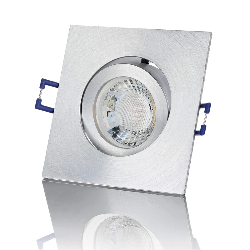 LED Einbaustrahler Dimmbar - Alu Feinschliff Eckig 5W GU10 LED - Rapid