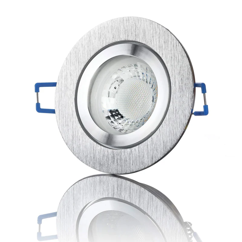 LED Einbaustrahler IP44 - Alu gebürstet Rund 5W GU10 LED - Banja