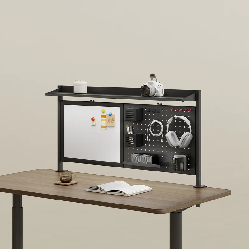 Schreibtisch-Organizer Virvik zum Anklemmen 117x73 cm Stahl [en.casa]