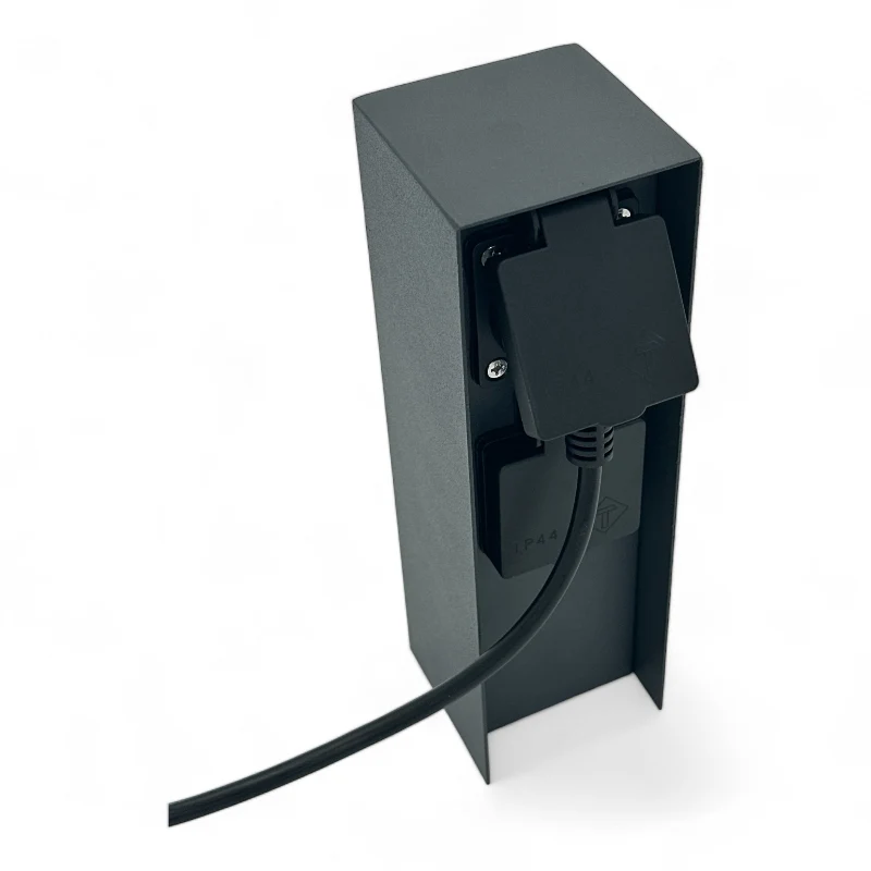 Außensteckdosen Säule, Anthrazit oder Silber (Edelstahl), IP44, 2x Schuko
