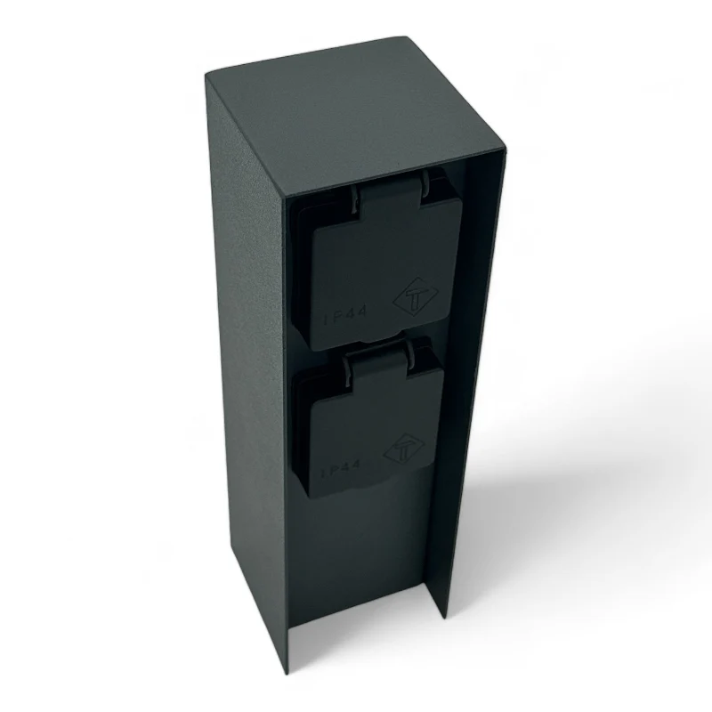Außensteckdosen Säule, Anthrazit oder Silber (Edelstahl), IP44, 2x Schuko